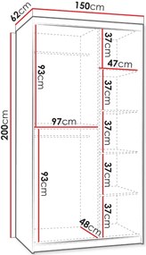 Гардероб Selfie 150 плъзгащ-Кашмир