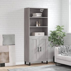 3189987 vidaXL Висок шкаф, сив сонома, 69,5x34x180 см, инженерно дърво