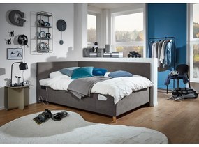 Антрацитно тапицирано ъглово детско легло 140x200 cm с място за съхранение с включена подматрачна рамка Cool – Meise Möbel