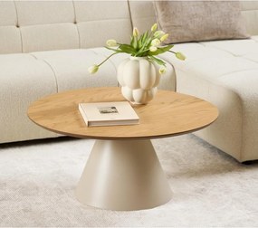 Кръгла масичка за кафе с дъбов плот в кремав и в естествен цвят ø 85 cm Soli – Actona