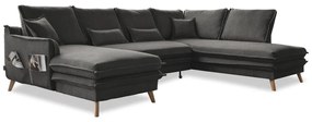 Тъмносив разтегателен ъглов диван (десен ъгъл/"U" форма) Charming Charlie – Miuform
