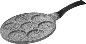Тиган за палачинки с личица ZILNER ZL 2410, 26 см, 7 различни форми, Мраморно покритие, Черен