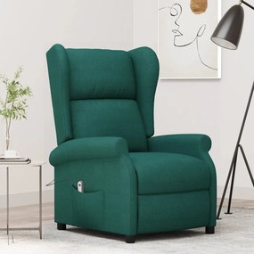 3098325 vidaXL Wingback електрически реклайнер стол, тъмнозелена, текстил