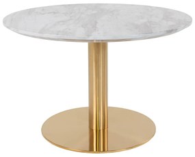 Кръгла масичка за кафе в бяло и златно с мраморен плот 70x70 cm Bolzano - House Nordic
