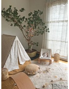 Ръчно изработен памучен детски килим подходящ за пране в цвят жълта охра и кремаво 120x160 cm Hippy Dots Honey – Lorena Canals