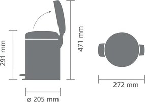Кош за боклук с педал Brabantia NewIcon 649014, 5 л, Плавно затваряне, Противоплъзгаща основа, Черен