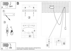 Черно висящо осветително тяло Spider – Sollux