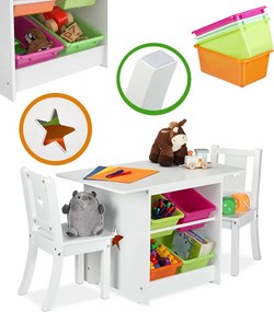 Детски комплект маса и столове в бяло