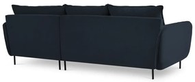 Тъмносин ъглов диван от кадифе (десен ъгъл) Vienna - Cosmopolitan Design