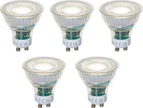 Комплект от 5 GU10 50mm димируеми LED крушки прозрачни 2.5W 450 lm 4000K