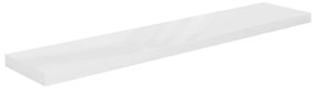 323757 vidaXL Окачен стенен рафт, бял гланц, 120x23,5x3,8 см, МДФ