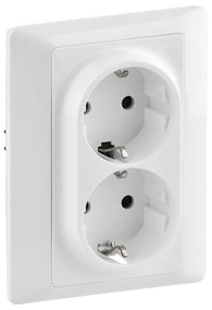 Legrand 755702 Двоен контакт Valena Life с рамка 2X2P+E Schuko 16A, авт. клеми, бял,  - 755702