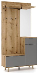 Стенна за антре със огледало SVEN, кафяв/графит