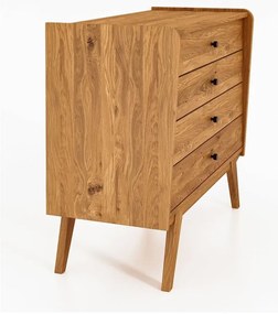 Нисък скрин с чекмеджета от дъбова дървесина 100x90 cm Retro - The Beds