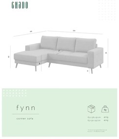 Сив ъглов диван (десен ъгъл) Fynn - Ghado