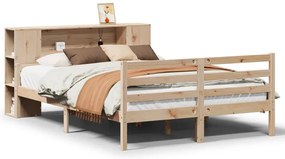 3322201 vidaXL Легло с етажерка за книги, без матрак, 120x200 см, бор масив