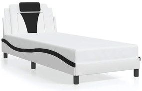 3208074 vidaXL Рамка за легло Viana без матрак, бяло-черна, 90x200 см, изкуствена кожа