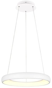 Бяло LED затъмняващо се висящо осветително тяло с метален абажур ø 62 cm Cardona – Trio