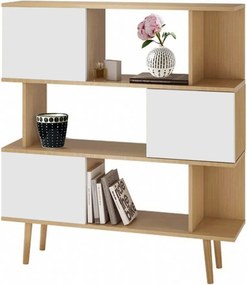 Бял шкаф за книги в дъб 120x130 cm Alana - Støraa