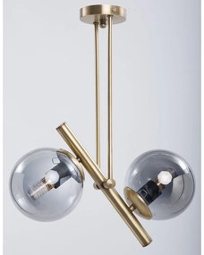 Сиво-златисто осветително тяло за таван със стъклен абажур ø 15 cm Libra – Squid Lighting