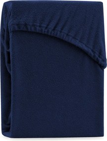 Тъмносин еластичен чаршаф от тери 240x220 cm Ruby – Restilo