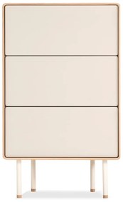 Бял/естествен висок скрин от масивен дъб 60x100 cm Fina – Gazzda