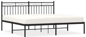 373696 vidaXL Метална рамка за легло с горна табла, черна, 183x213 см