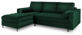 Зелен кадифен ъглов разтегателен диван , ляв ъгъл Santo - Milo Casa