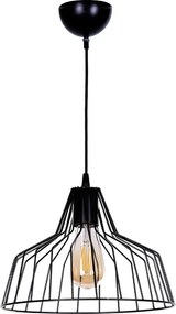 Метален таванен лампион Arezzo TopMebel с фасунга E27 в черен цвят Ø30x75cm