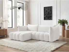 Бял ъглов диван от прежда с примки от букле (ляв ъгъл) Azra – Bobochic Paris