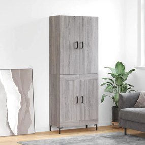3195793 vidaXL Висок шкаф, сив сонома, 69,5x34x180 см, инженерно дърво