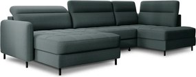 Зелен кадифен разтегателен ъглов диван с място за съхранение (десен ъгъл U форма) Berrto – ELTAP