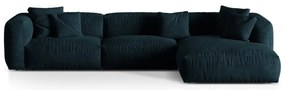 Тъмносин кадифен модулен ъглов диван (десен ъгъл) Martina – Micadoni