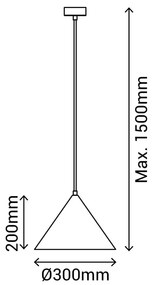 Сиво висящо осветително тяло, височина 150 cm Vilma - SULION