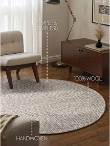 Светлосив/кремав ръчно изработен вълнен кръгъл килим ø 160 cm Lyon Beans – Elle Decoration