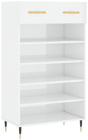 829590 vidaXL Шкаф за обувки, бял гланц, 60x35x105 см, инженерно дърво