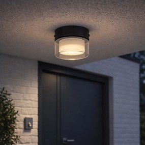 Модерна таванна лампа черна с димно стъкло - Puck