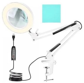 LED регулируема настолна лампа с лупа LED/6W/5V бяла