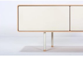 Бяла/естествена маса за телевизор от масивен дъб 160x48 cm Fina – Gazzda