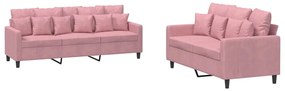 3201723 vidaXL Комплект дивани от 2 части с възглавници, розов, кадифе