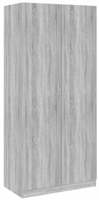 815355 vidaXL Гардероб, сив сонома, 90x52x200 см, инженерно дърво