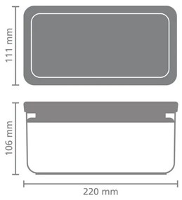 Кутия за съхранение на продукти Brabantia Tasty+ Stackable 1008874, 1.5 л, Силиконово уплътнение, Без BPA, Светлосив