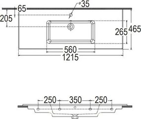 Умивалник Flat Bianco Ceramica White-Дължина: 120.5 cm