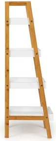 Етажерка 4 рафта МДФ бял естествен бамбук, 98*36*34см