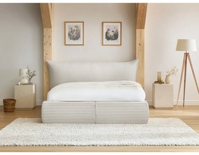 Бежово двойно легло 180x200 cm тапицирано с място за съхранение с включена подматрачна рамка Jade – Bobochic Paris