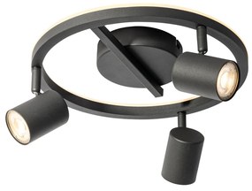 Таванен прожектор черен GU10 50mm 3-светлини кръгъл вкл. подсветка - Back Up