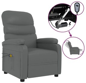 3073680 vidaXL Електрически масажен стол, сив, изкуствена кожа