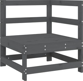 825473 vidaXL Градински ъглов диван, сив, бор масив