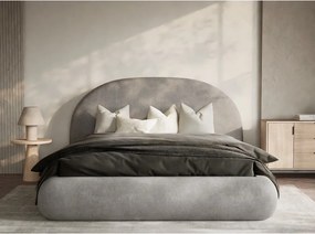 Сиво-бежово двойно легло 160x200 cm тапицирано с място за съхранение с включена подматрачна рамка Maumere – Maison de Rêve