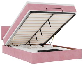 3312625 vidaXL Османска легло с матрак и LED, розово, 140x190 см, кадифе